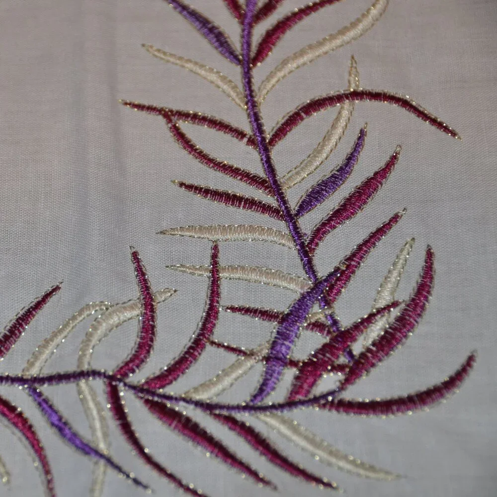 RARE SET KIM SEYBERT LIVING 4 PURPLE EMBROIDERED FEATHER 21